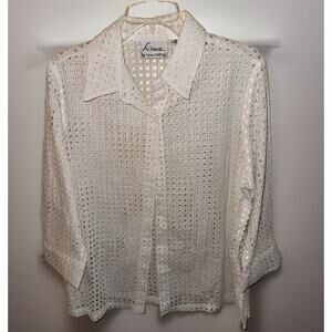 Linea by Louis Dell'olio White Button Front Cut Out Cardigan Sz 14